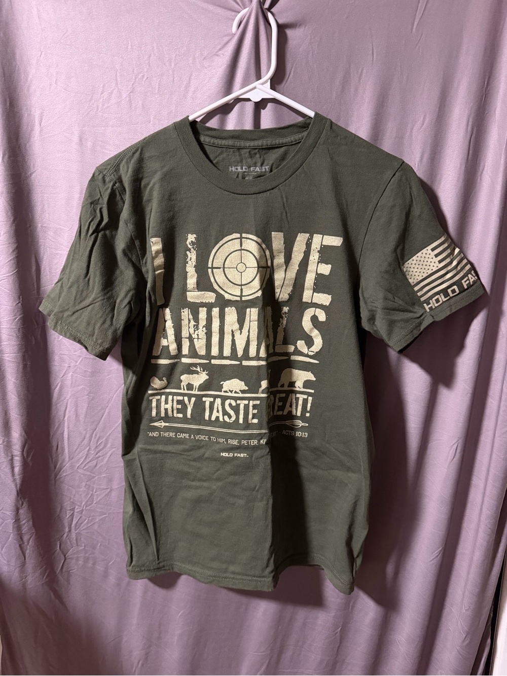 Olive Green Short Sleeve Graphic Tee - Love Animals